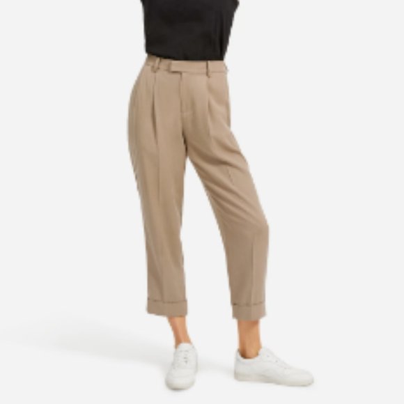 Everlane Pants - Everlane 14 The Put Together Pleat Pant Brown Clay Looser Cropped Trouser Slacks